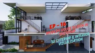 Ep - 16 Modern House Design in SketchUp | 3D Exterior & Interior Visualization-06 #viral #trending