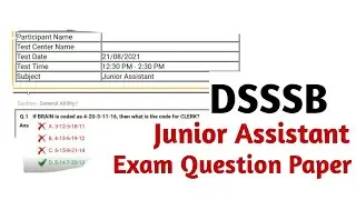 DSSSB JUNIOR ASSISTANT PREVIOUS YEAR QUESTION PAPER, DSSSB JSA  PREVIOUS YEAR QUESTION PAPER, 44/21,