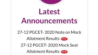 Mock Allotment Result and Important Instructions by KEA | #PGCET 2020 | #MBA #MCA #M.TECH Admission