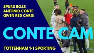 ANTONIO CONTE SHOWN RED CARD: Tottenham 1-1 Sporting: Champions League