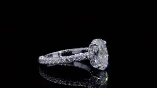 Natural Oval Cut Hidden Halo with Micro Pave Shank Diamond Engagement Ring - 23529