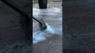 Asphalt concrete scrubbing with satisfying brush ASMR #shorts