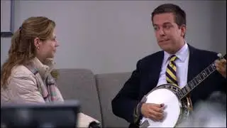 Andy playing banjo for Pam as suggested by Jim.