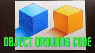 HOW TO DRAW CUBE || OBJECT DRAWING FOR KIDS || OIL PASTELS