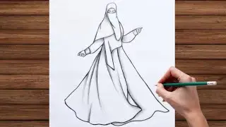 Hijab girl drawing / How to draw Muslim Girl with Hijab easy / Hijab girl drawing
