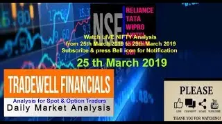 #NSENIFTY #INTRADAY #niftytoday #niftychart Market Analysis 25/03/2019 with S&R,Pivots,Demand&Supply