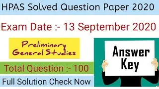 HPAS Official answer key 2020 | HAS General Studies Solved question paper 2020
