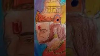 drawing of Bajrangbali with pencil colour