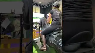 Riding the horse simulator 😁 #shorts #horse #equestrian #viral