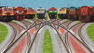 Eight Train On Railroad Runn Branched 3d Gameplay || Indian Railways Simulator Railway Road Trains