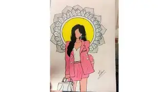 Mandala art kease banaye sundar pink dress me Girls penting and poster colour used 
