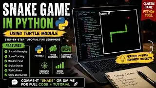 Build a Snake Game in Python 🐍 | Turtle Graphics Project for Beginners 🚀