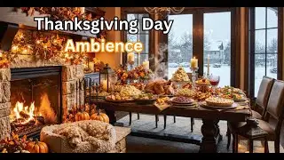 🦃 Cozy Thanksgiving Day Ambience 🍂 Warm Fireplace, Fall Aesthetic, Relaxing Holiday Background