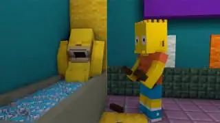 Bart Hits Homer With Chair in Minecraft