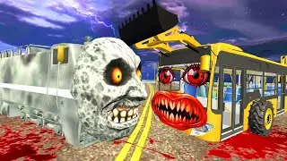 Scary Moon Train Attack Haunted JCB Bus in Indian Bikes Driving 3D