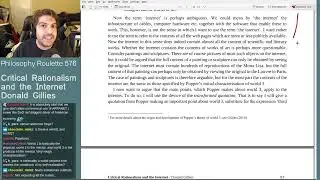 Philosophy Roulette 576 - Critical Rationalism and the Internet. Donald Gillies
