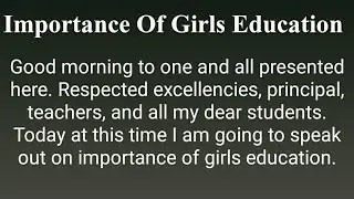 Importance of Girls Education | Speech on Importance of Girls Education | Speech in English