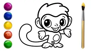 How to Draw a Monkey 🐒 Coloring for Kids + Free Printable Page
