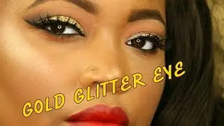 GOLD GLITTER EYE HOLLYWOOD |C.BELLA HAIR COLLECTION| CAKEUPWITHKITA