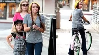 Miley Cyrus Hops On Her Bike After Lunch With Sister [2008]