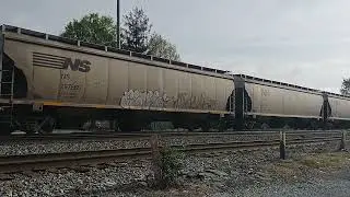  A loaded norfolk southern grain train headed southbound in Greensboro nc with ns 4361 04-05-25🇺🇸