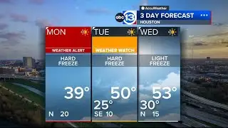ABC13 Weather Alert: Hard freeze and dangerously cold wind chills Monday morning