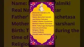 Life Introduction of Maharishi Valmiki | Creator of Ramayana | Adi Kavi