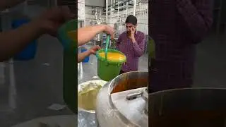 Mango juice making in factory