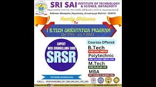 I BTECH ORIENTATION PROGRAM 27JULY2023