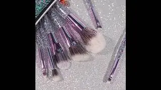 Oem 10 pcs Soft Hair Transparent Diamond handle Crystal vegan Makeup Brush Set