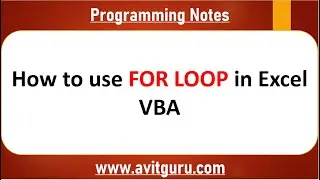 How to use for loop in Excel VBA