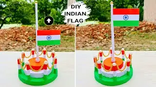 DIY Independence day flag hoisting craft // How to make INDIAN flag with paper // 15th August craft