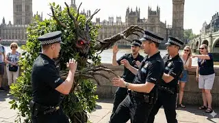 Pretty Police Officer Screamed so Loudly!! }&bull;{She peed her pants!?} So scared |8| Bushman prank