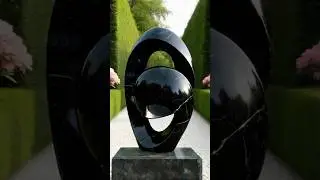 Our Striking Modern Art Garden Sculpture, Expertly Carved from Dazzling Black & White Marble!