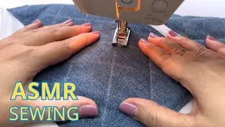 ASMR Cutting & Sewing Old Jeans into a Wine Bag | Denim Sewing Sounds | No Talking