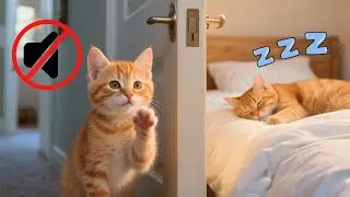 Трогательно! Котёнок хозяйничает в доме, пока мама-кошка отдыхает! #кот #мило