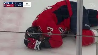 Nikita Kucherov gives a friendly elbow to face to Tom Wilson after his hit (13 apr 2024)