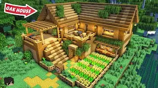 ⚒️ Minecraft | How to Build Oak Survival Starter House With Small Farm Tutorial 🏘️