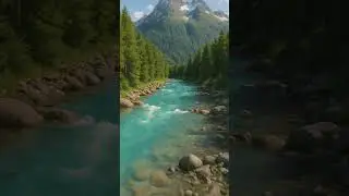 Alpine Dream: Flowing Turquoise, Birds & Mountain Blooms
