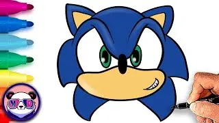 How To Draw Sonic&rsquo;s Head (front view) | Sonic the Hedgehog