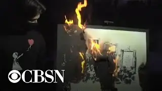 Crypto enthusiasts burn and digitize Banksy artwork