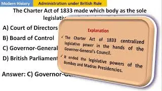 Modern History: Administration under British Rule#staticgk #generalknowledge #mcqshorts