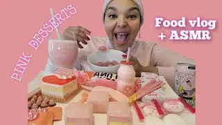ASMR Pink Desserts 💗💟 | Food vlog | Pink Food Mukbang