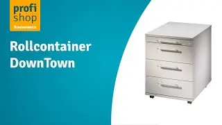 Rollcontainer DownTown, 4 Schubladen mit Metall-Griff, lichtgrau