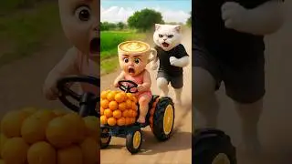 😭Cappuccino mom built an orange tractor for her son... Then the Cat and kitten did this💔🚜 #shorts