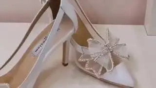 Elegant Ivory Rhinestone Bow Wedding Shoes