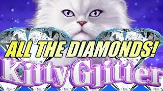 FIRST TIME! ALL THE DIAMONDS & RE-TRIGGERS! KITTY GLITTER Slot Machine (IGT)