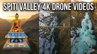 SPITI VALLEY DRONE 4K Videos| Kalpa, Kaza, Frozen Lake ❄️ & Chicham Bridge | Winter Spiti
