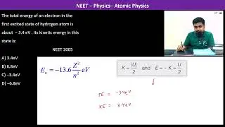 The total energy of an electron in the first excited state of hydrogen atom is about  &minus; 3.4 eV