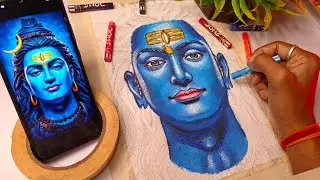 Lord Shiv Drawing with oil pastel colou 😍|| Shiva ji drawingl, step by step #shivjidrawing 